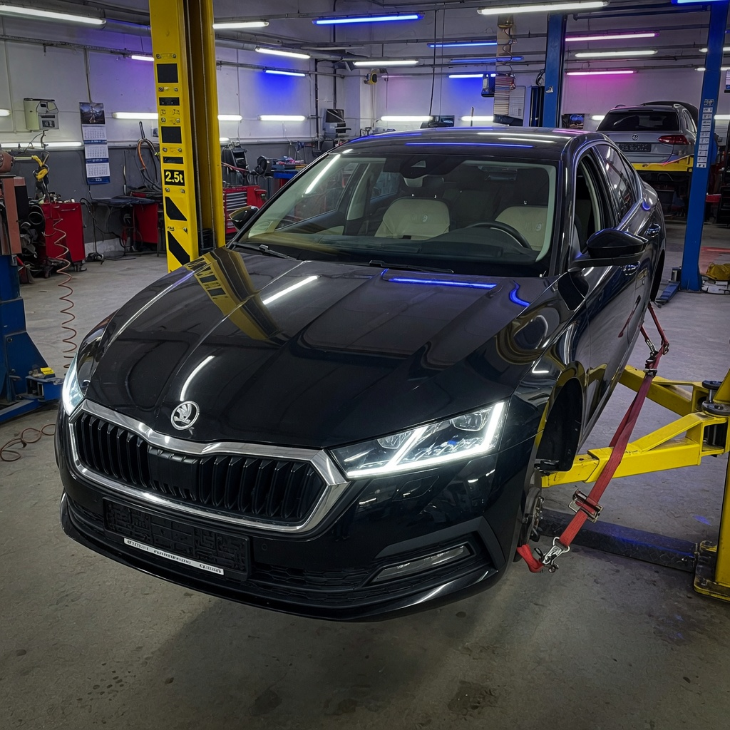 Skoda Octavia на подъёмнике